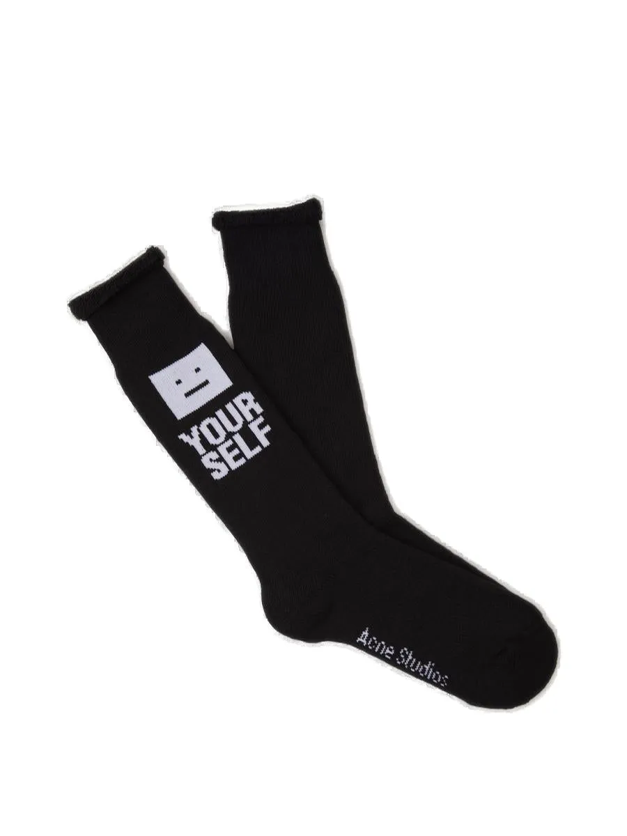 Acne Studios Logo Graphic Printed Socks