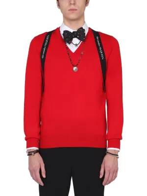 Alexander McQueen Harness V-Neck Sweater