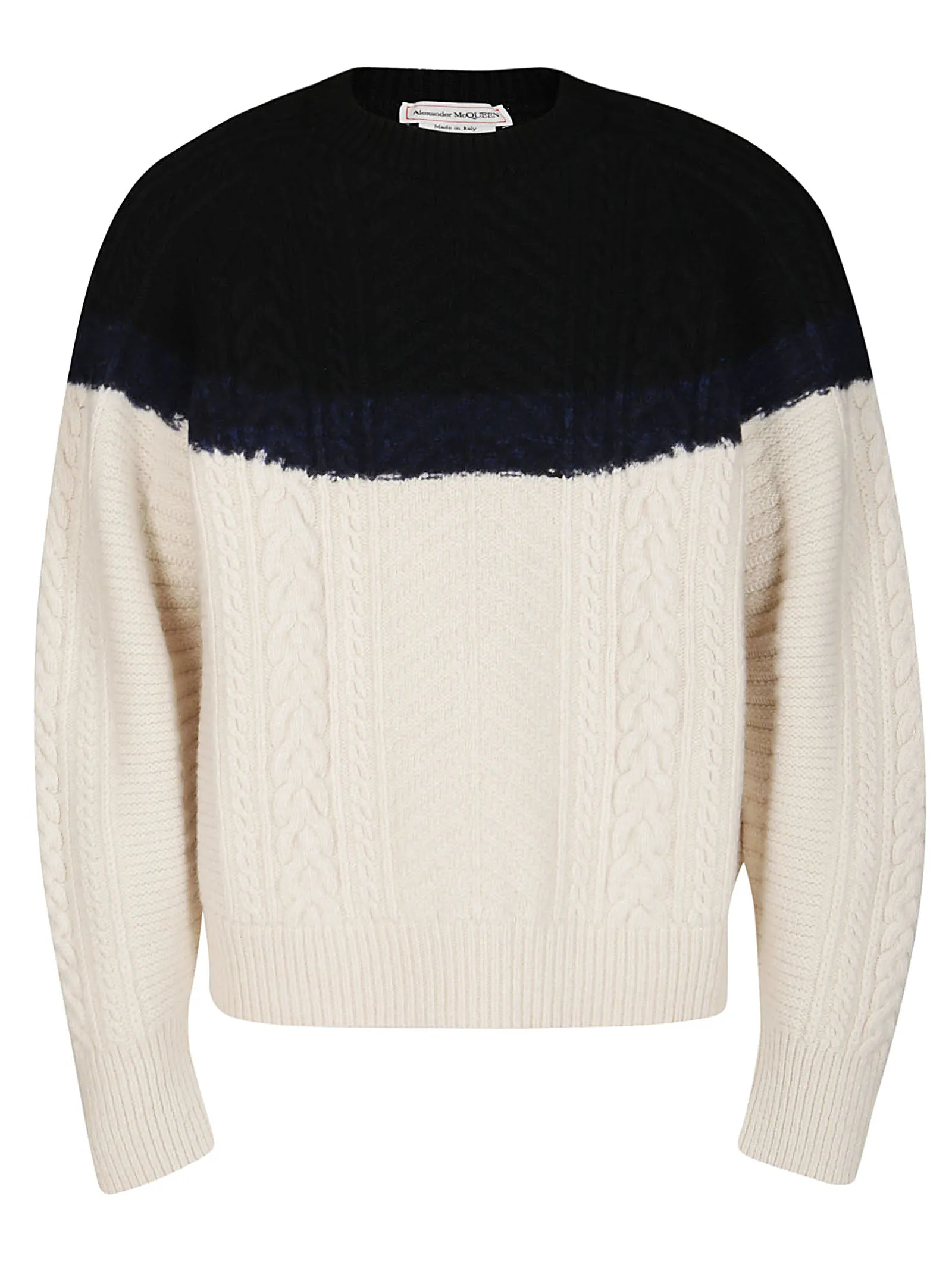 Alexander McQueen Two-Tone Cable-Knit Sweater