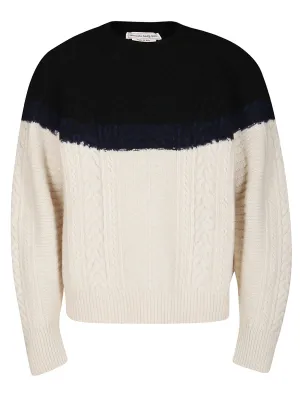 Alexander McQueen Two-Tone Cable-Knit Sweater