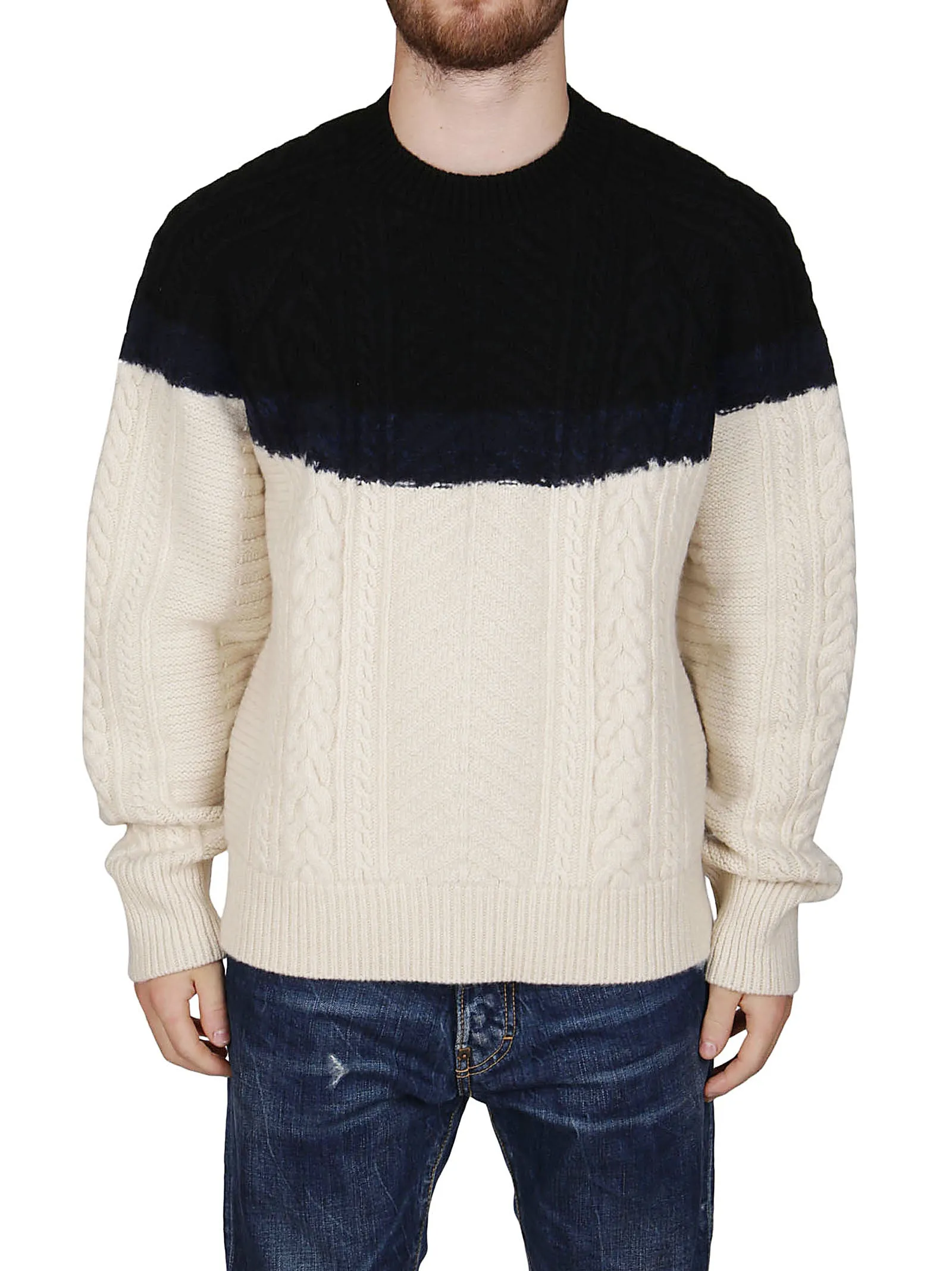 Alexander McQueen Two-Tone Cable-Knit Sweater