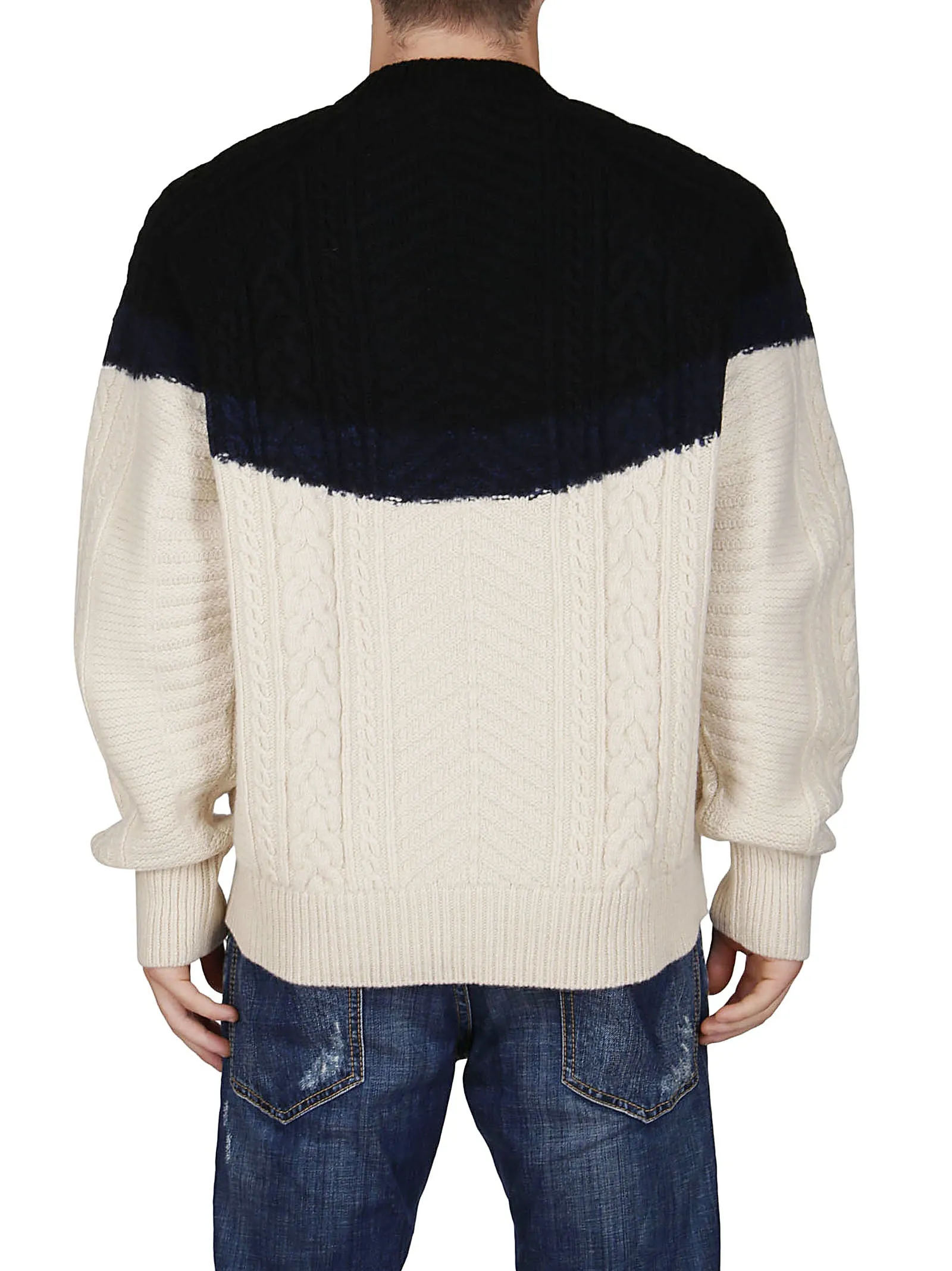 Alexander McQueen Two-Tone Cable-Knit Sweater
