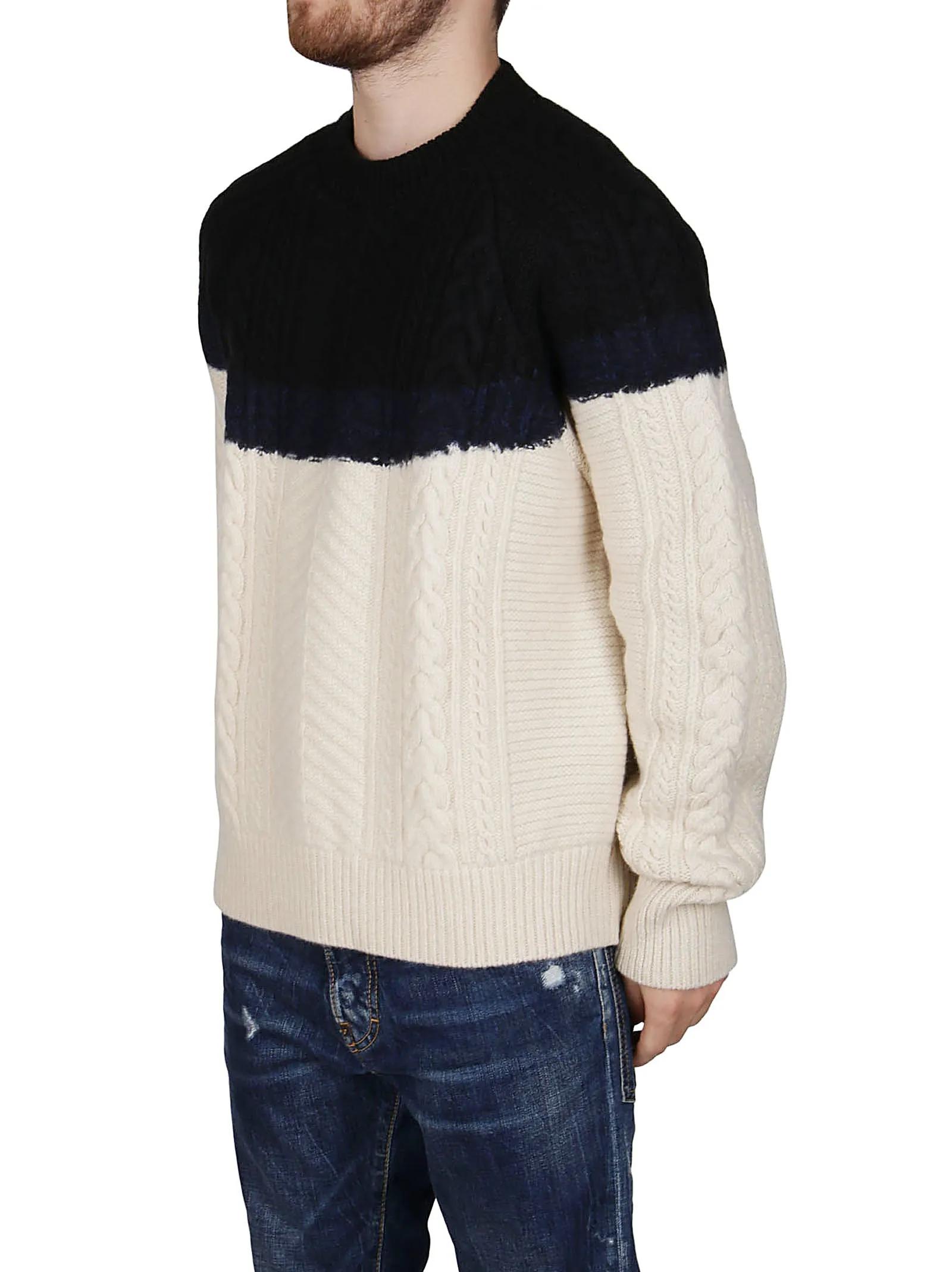 Alexander McQueen Two-Tone Cable-Knit Sweater