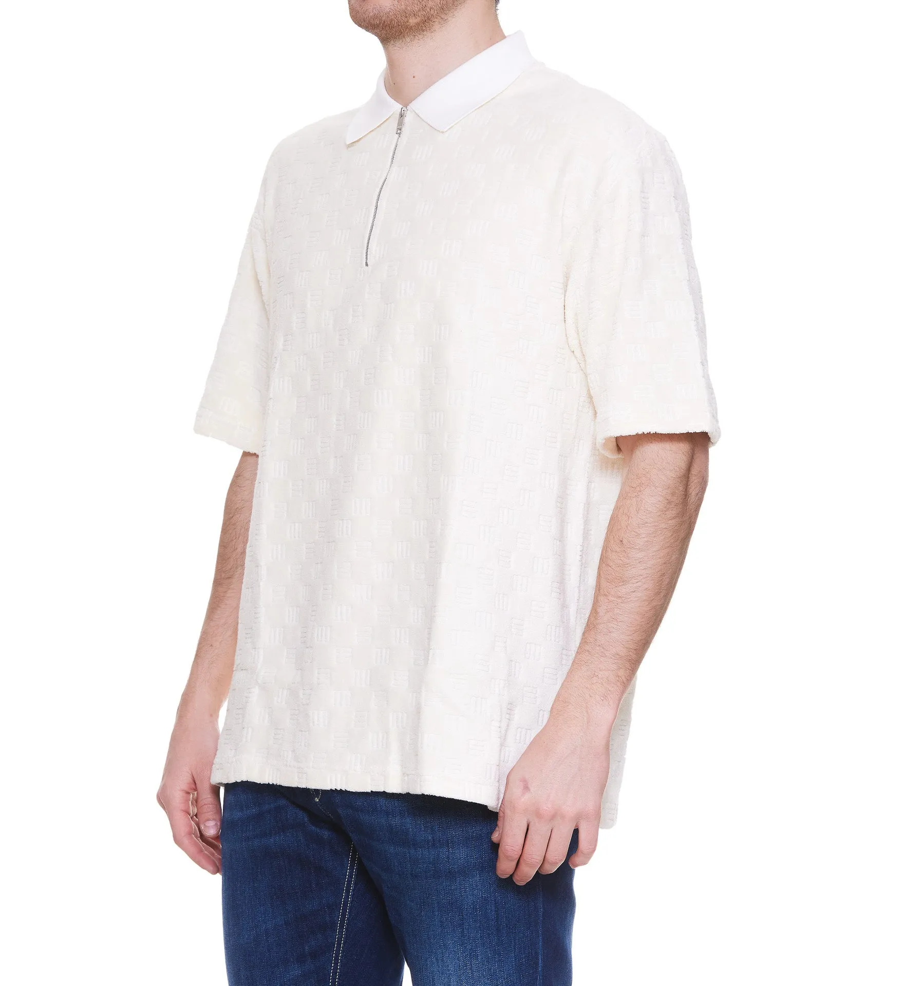 Ambush Monogram Pattern Zipped Polo Shirt