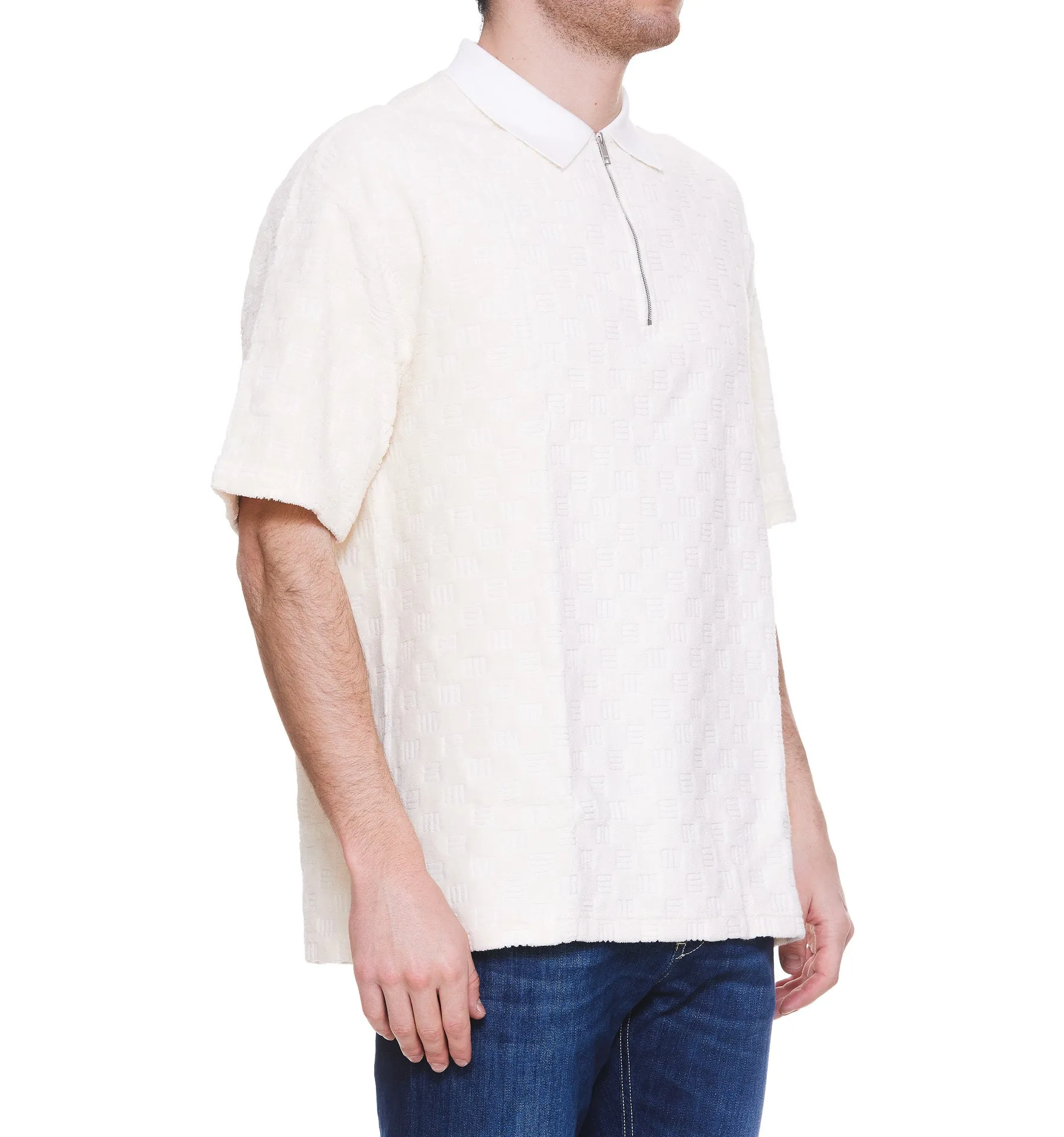 Ambush Monogram Pattern Zipped Polo Shirt