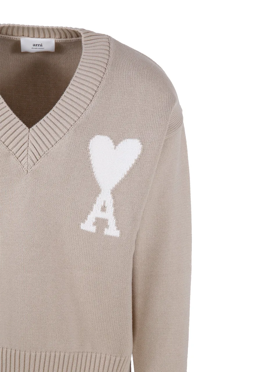 AMI Embroidered Heart Logo Knitted Jumper