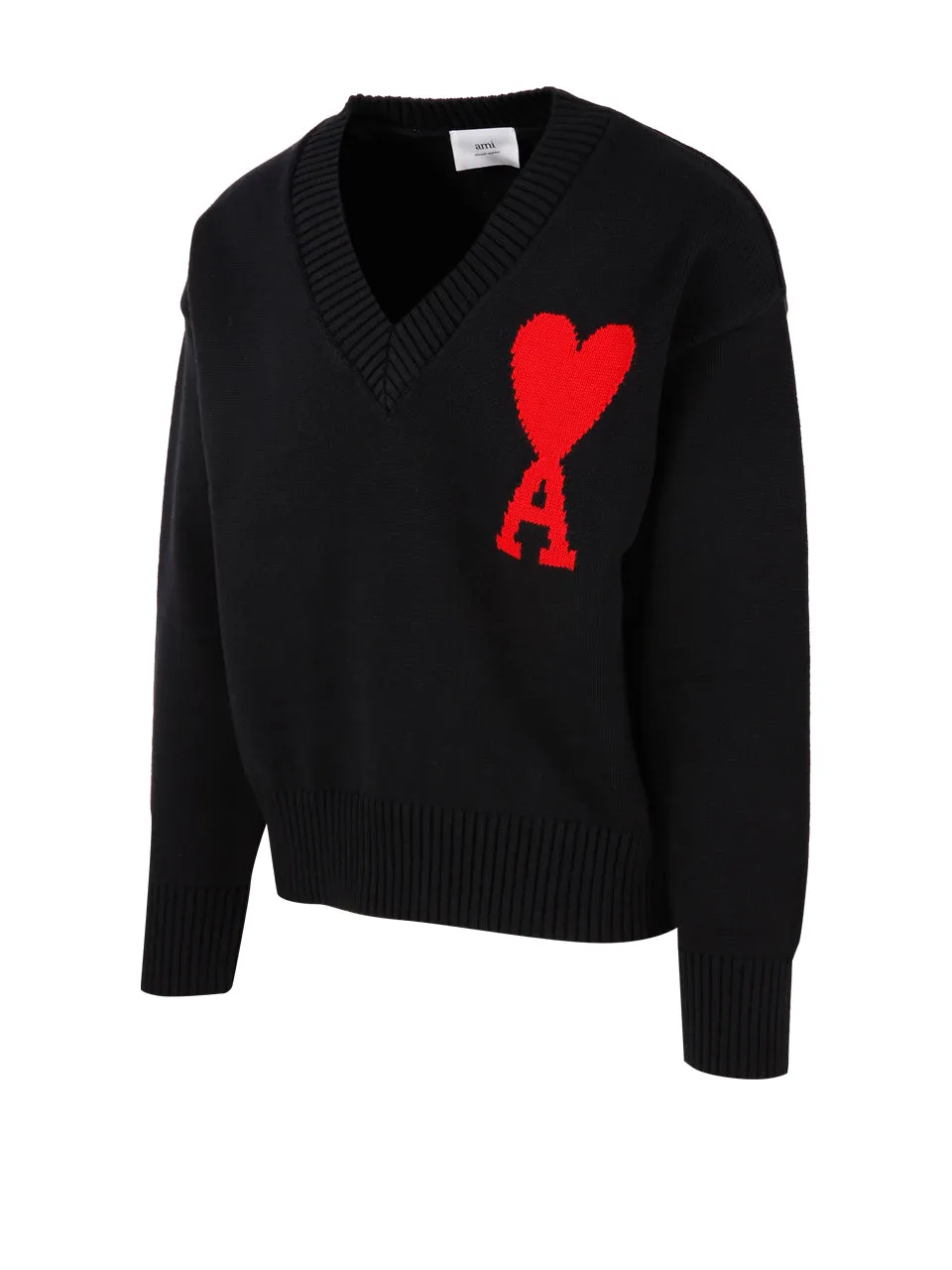 AMI Embroidered Heart Logo Knitted Jumper