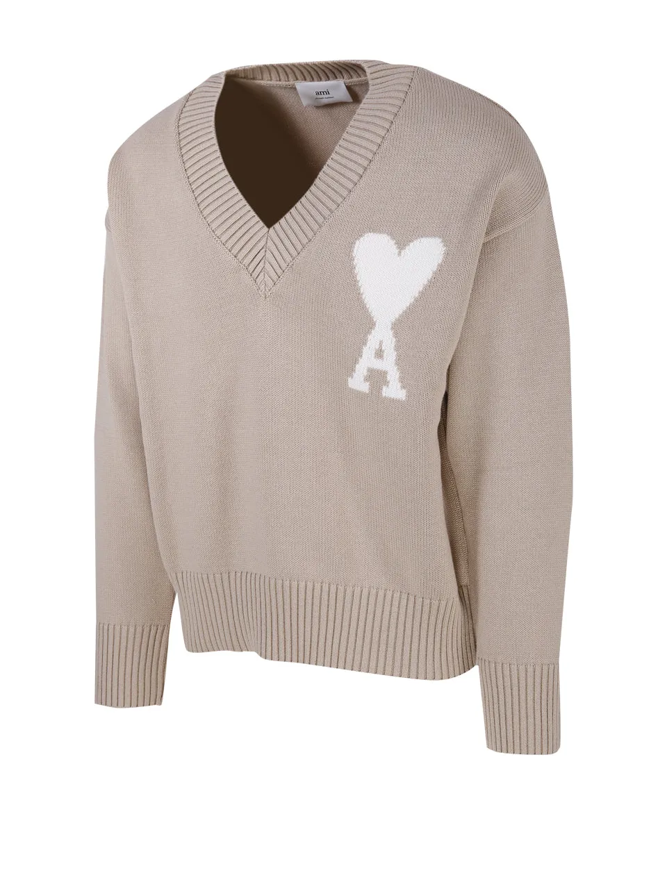 AMI Embroidered Heart Logo Knitted Jumper