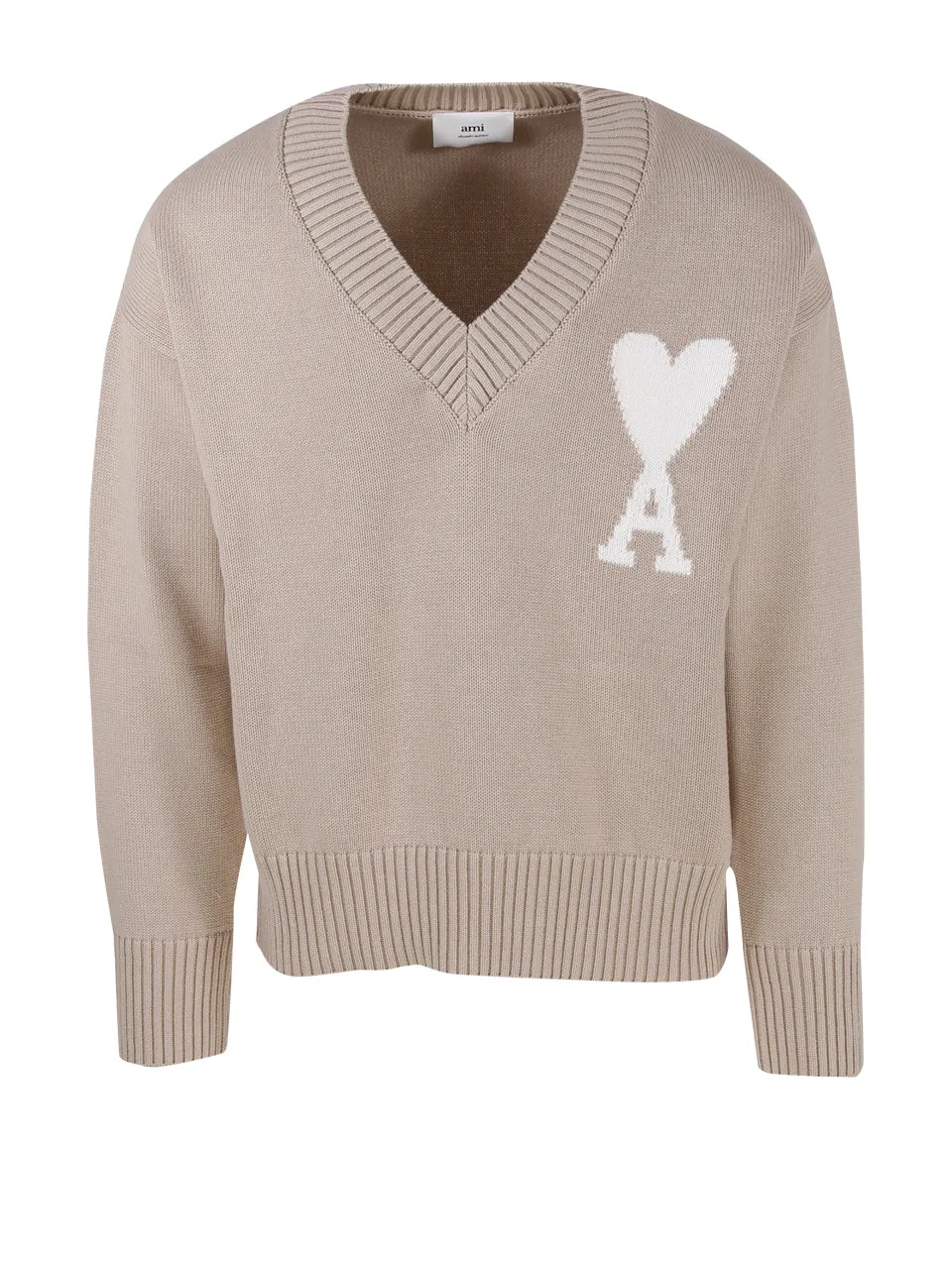 AMI Embroidered Heart Logo Knitted Jumper