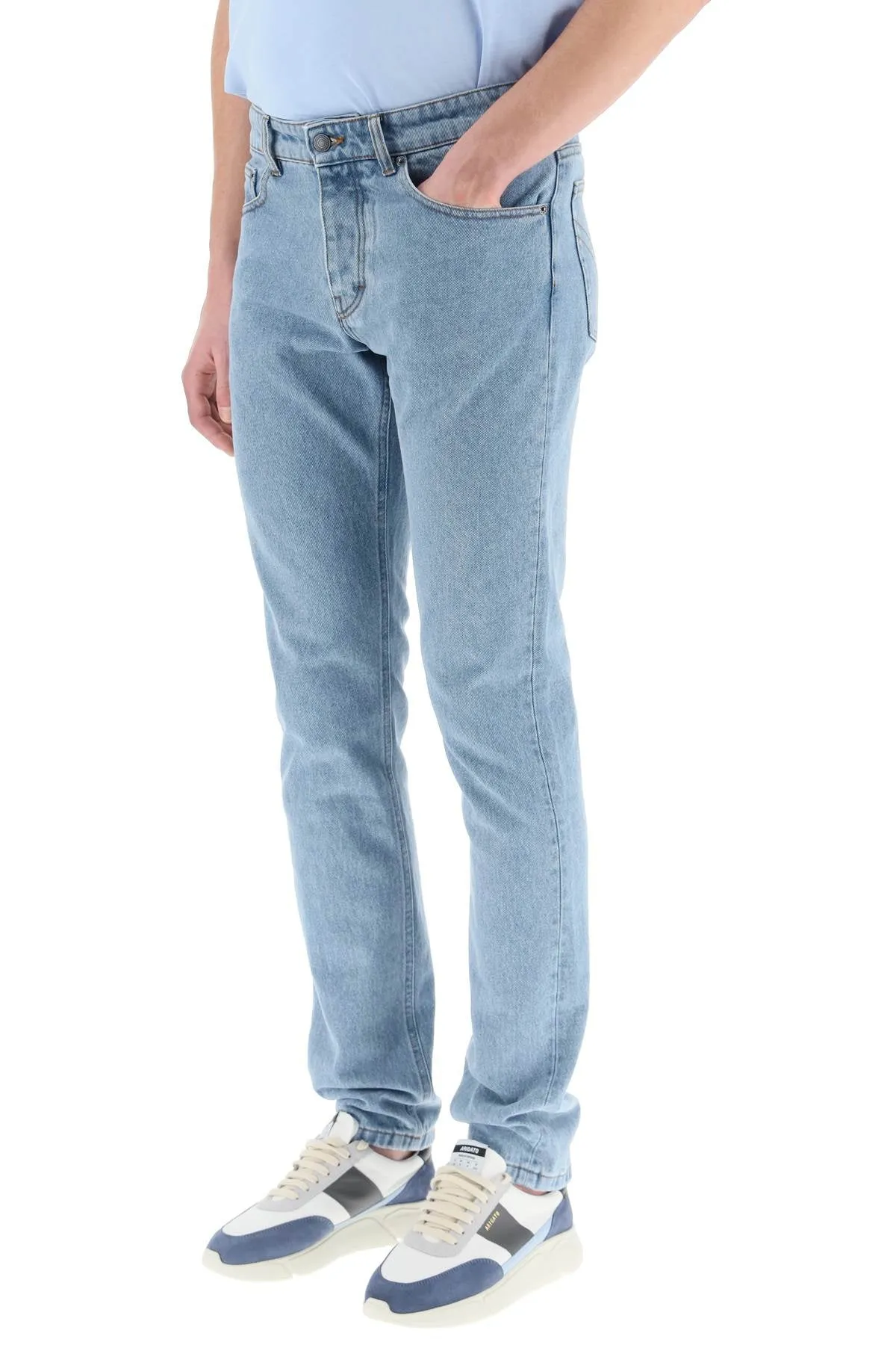AMI Logo Patch Mid Rise Jeans