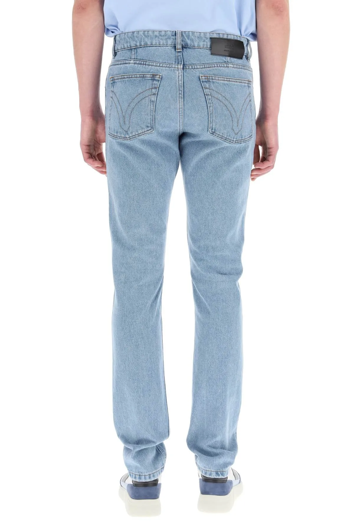 AMI Logo Patch Mid Rise Jeans