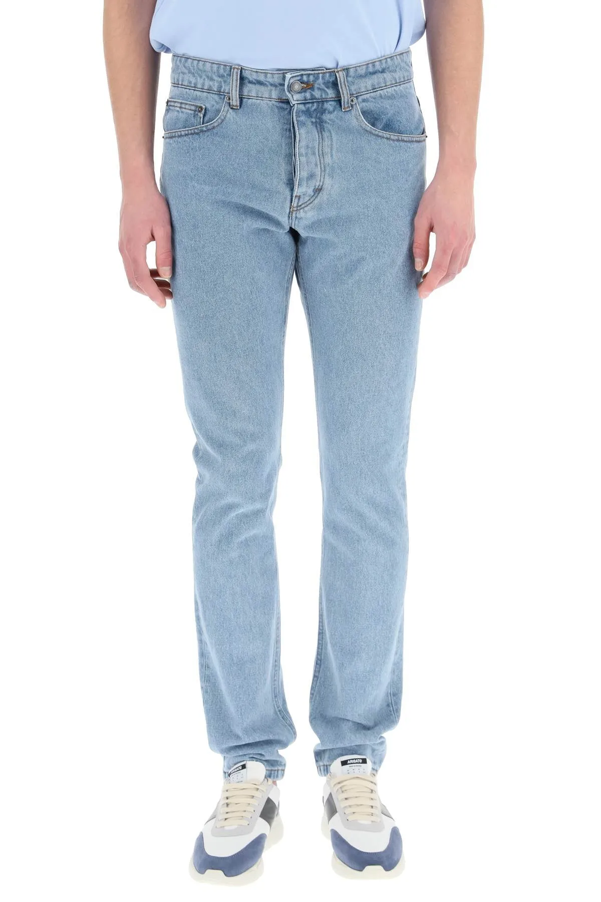 AMI Logo Patch Mid Rise Jeans