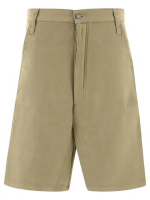 AMI Logo Patch Wide Leg Denim Shorts