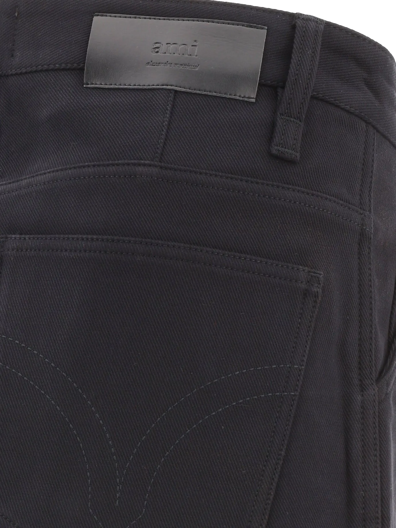 AMI Logo Patch Wide Leg Denim Shorts
