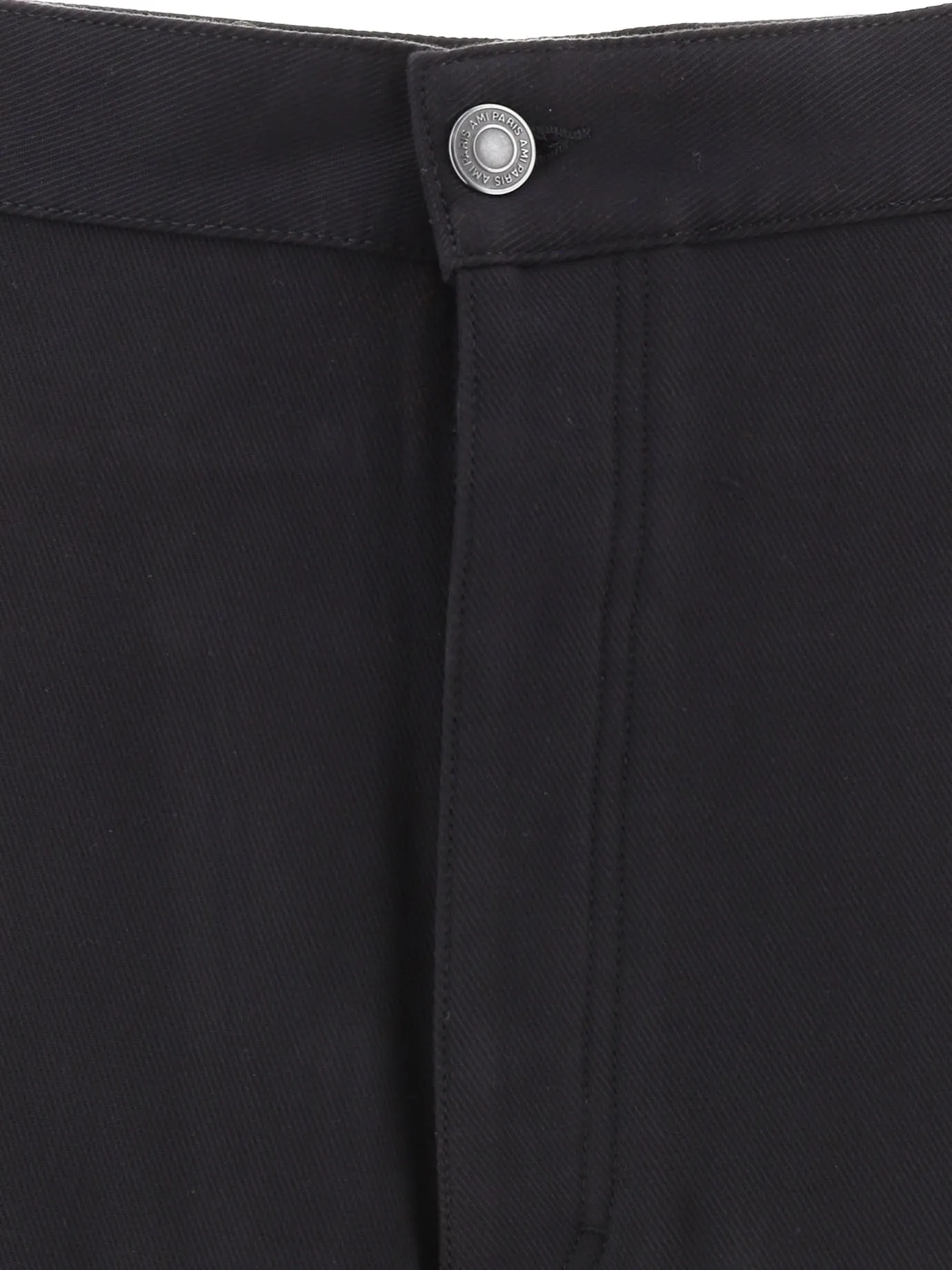 AMI Logo Patch Wide Leg Denim Shorts