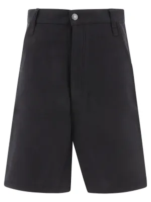 AMI Logo Patch Wide Leg Denim Shorts