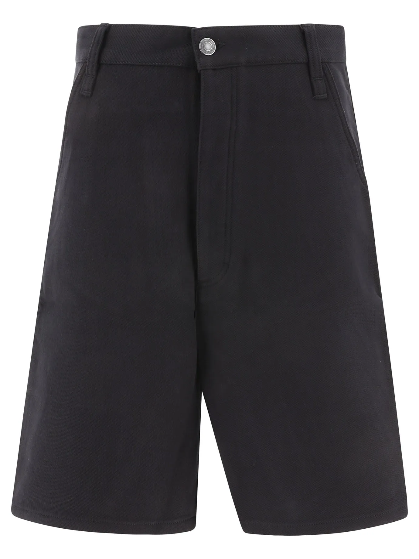 AMI Logo Patch Wide Leg Denim Shorts