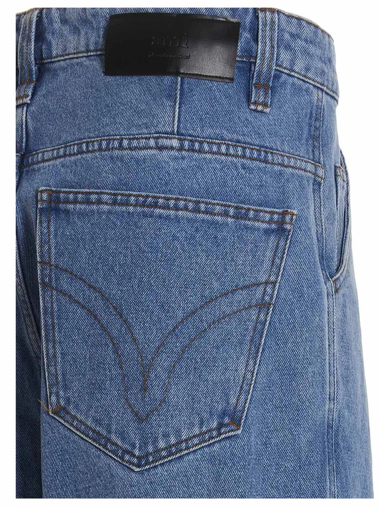 AMI Logo Patch Wide Leg Jeans