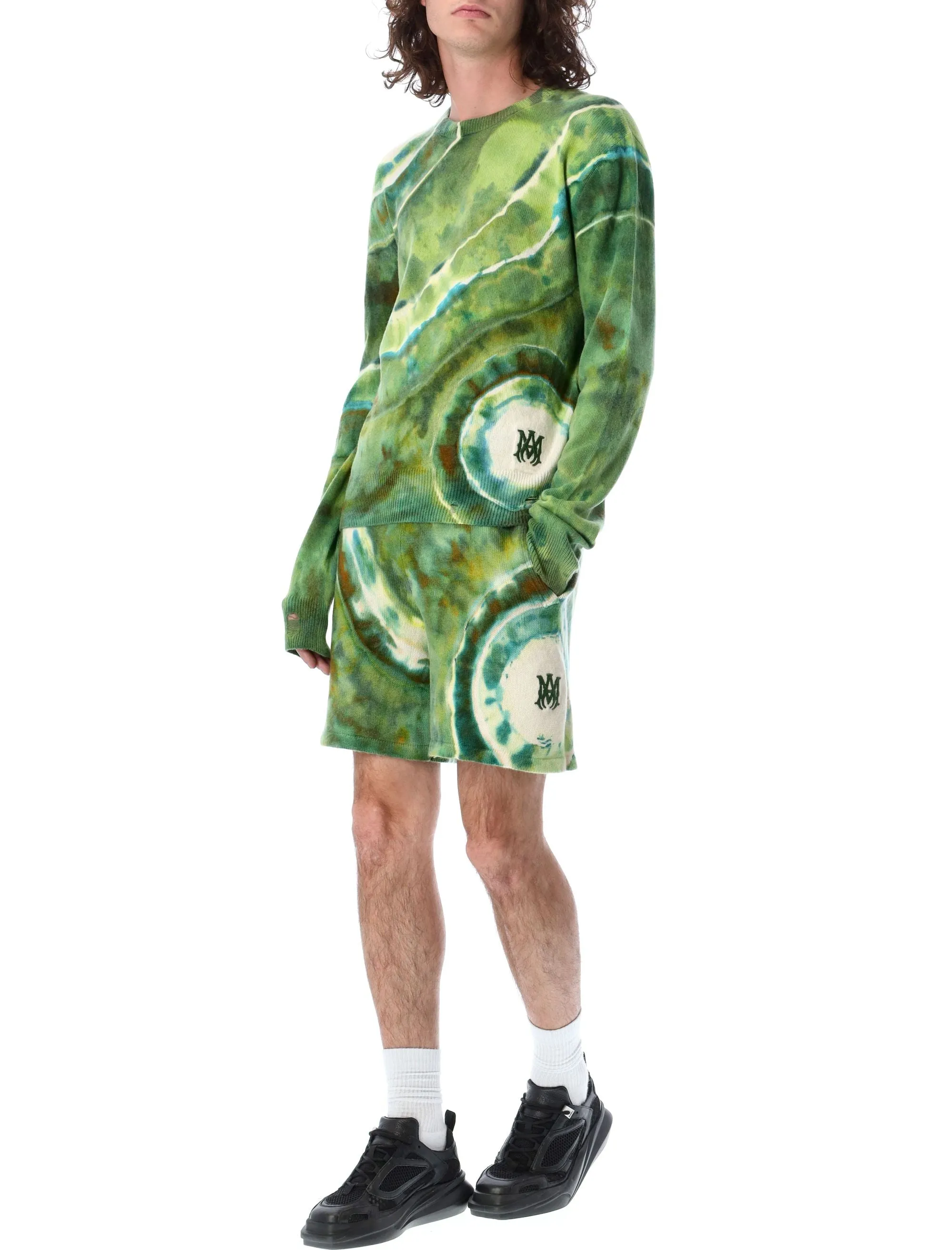 Amiri Logo Embroidered Tie Dye Crewneck Sweater