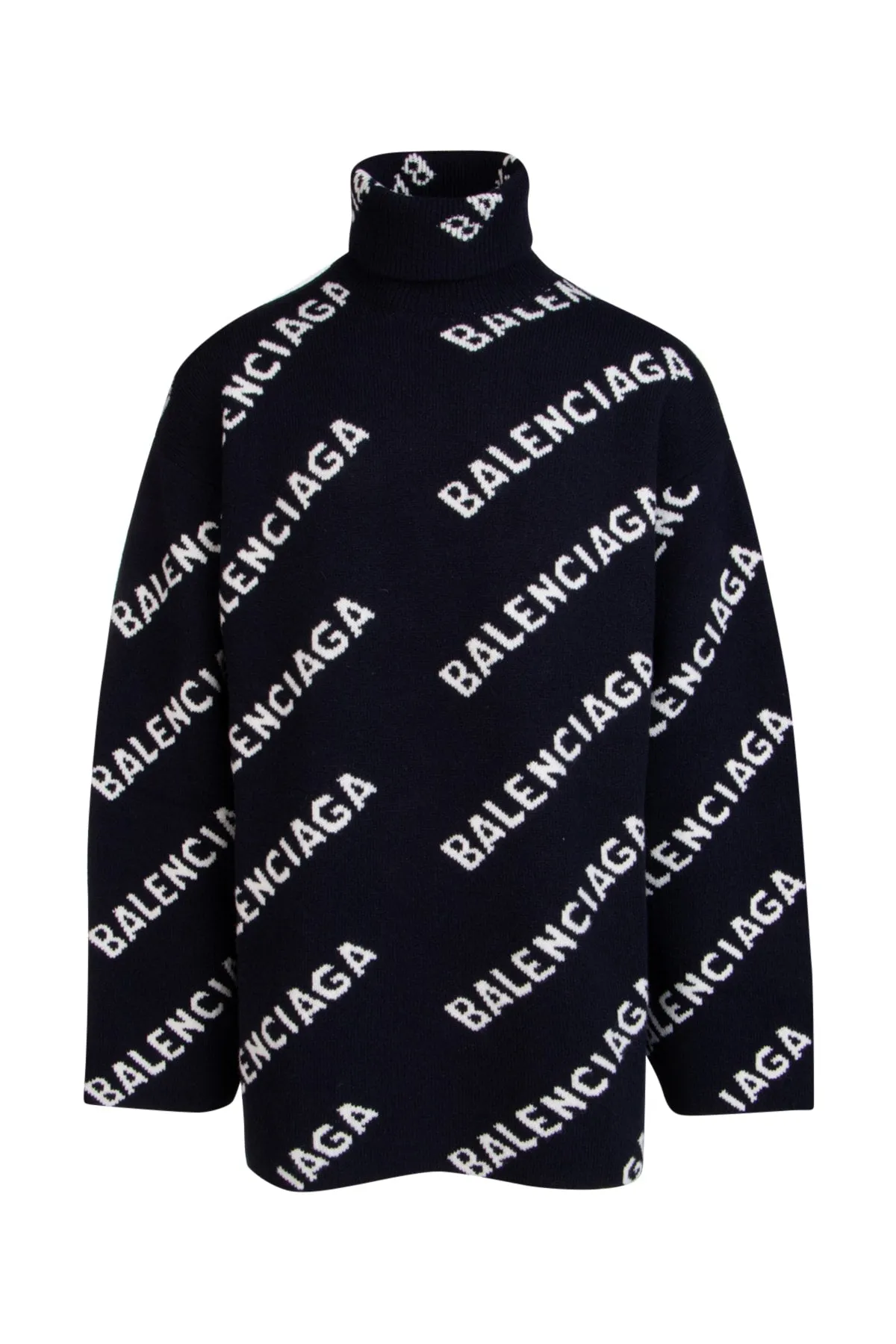 Balenciaga Allover Logo Turtleneck Sweater