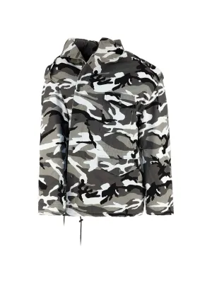 Balenciaga Off-Shoulder Military Parka Coat