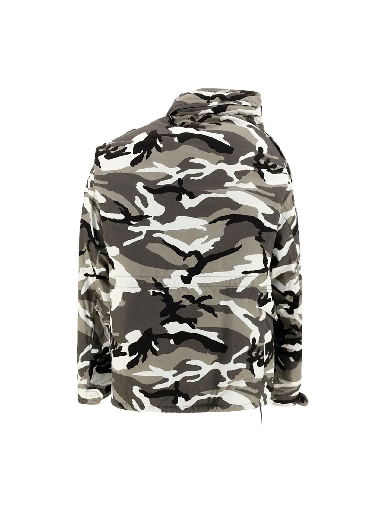 Balenciaga Off-Shoulder Military Parka Coat
