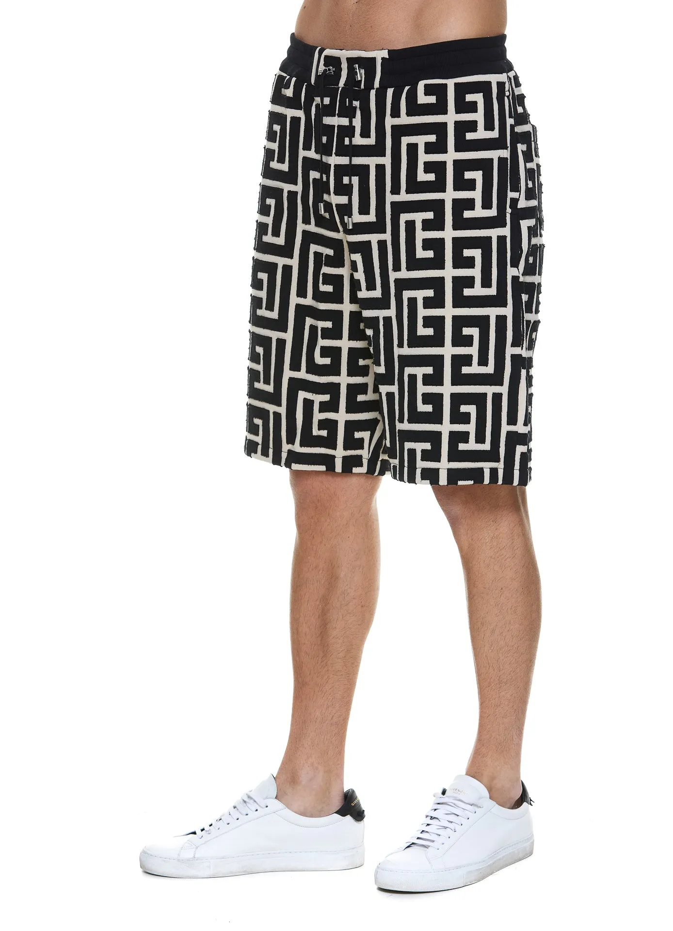 Balmain Maxi Monogram Drawstring Bermuda Shorts