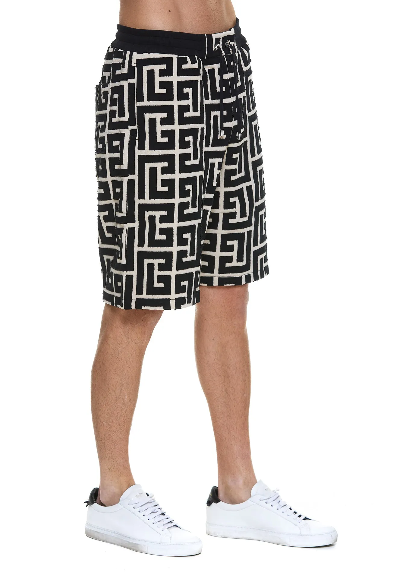 Balmain Maxi Monogram Drawstring Bermuda Shorts