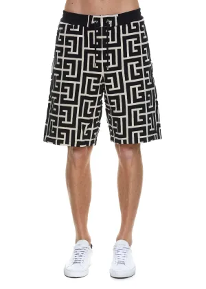 Balmain Maxi Monogram Drawstring Bermuda Shorts