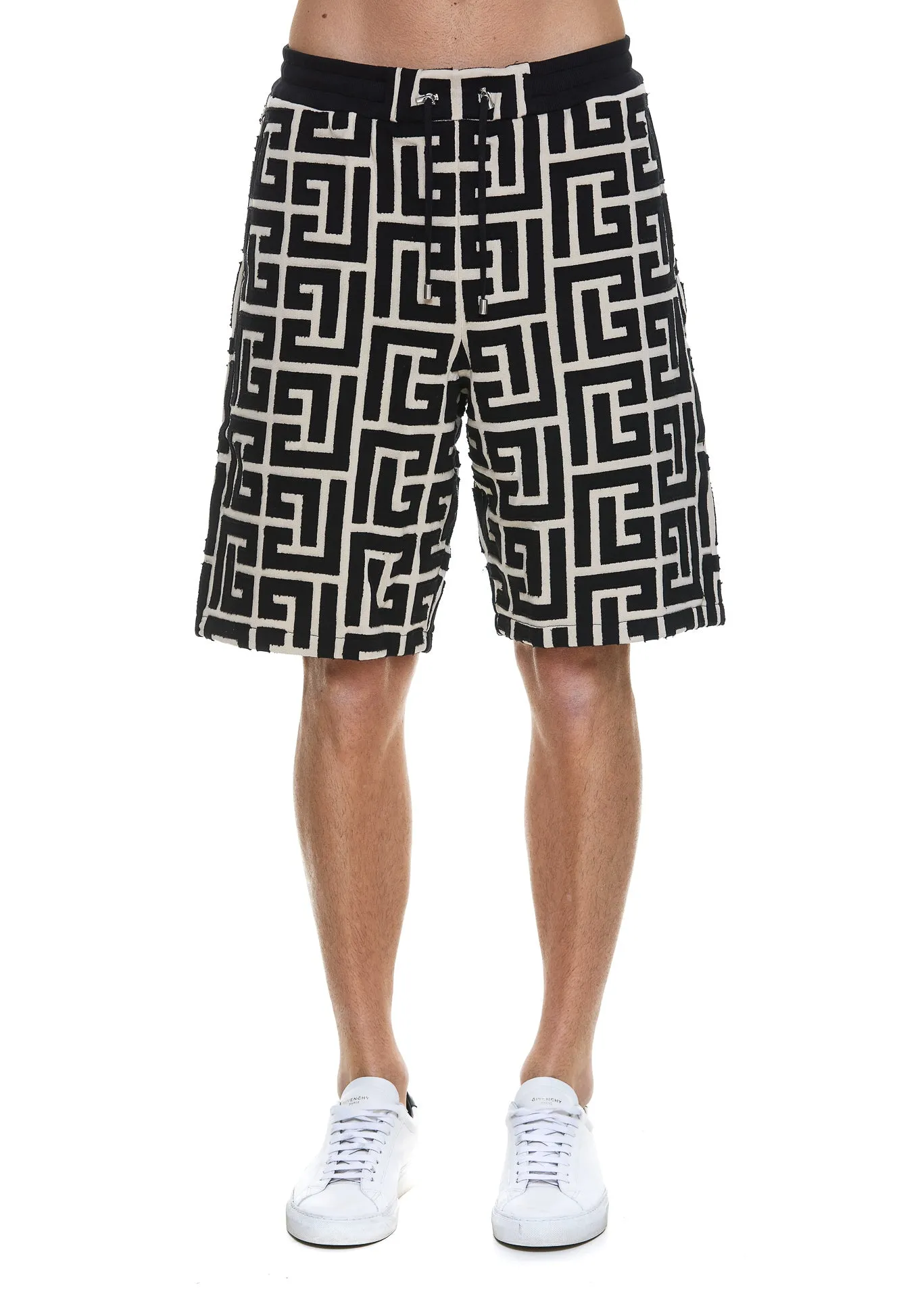 Balmain Maxi Monogram Drawstring Bermuda Shorts