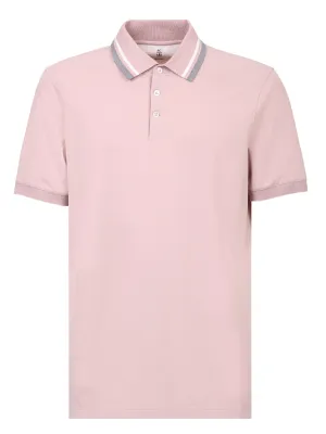 Brunello Cucinelli Striped Collar Polo Shirt
