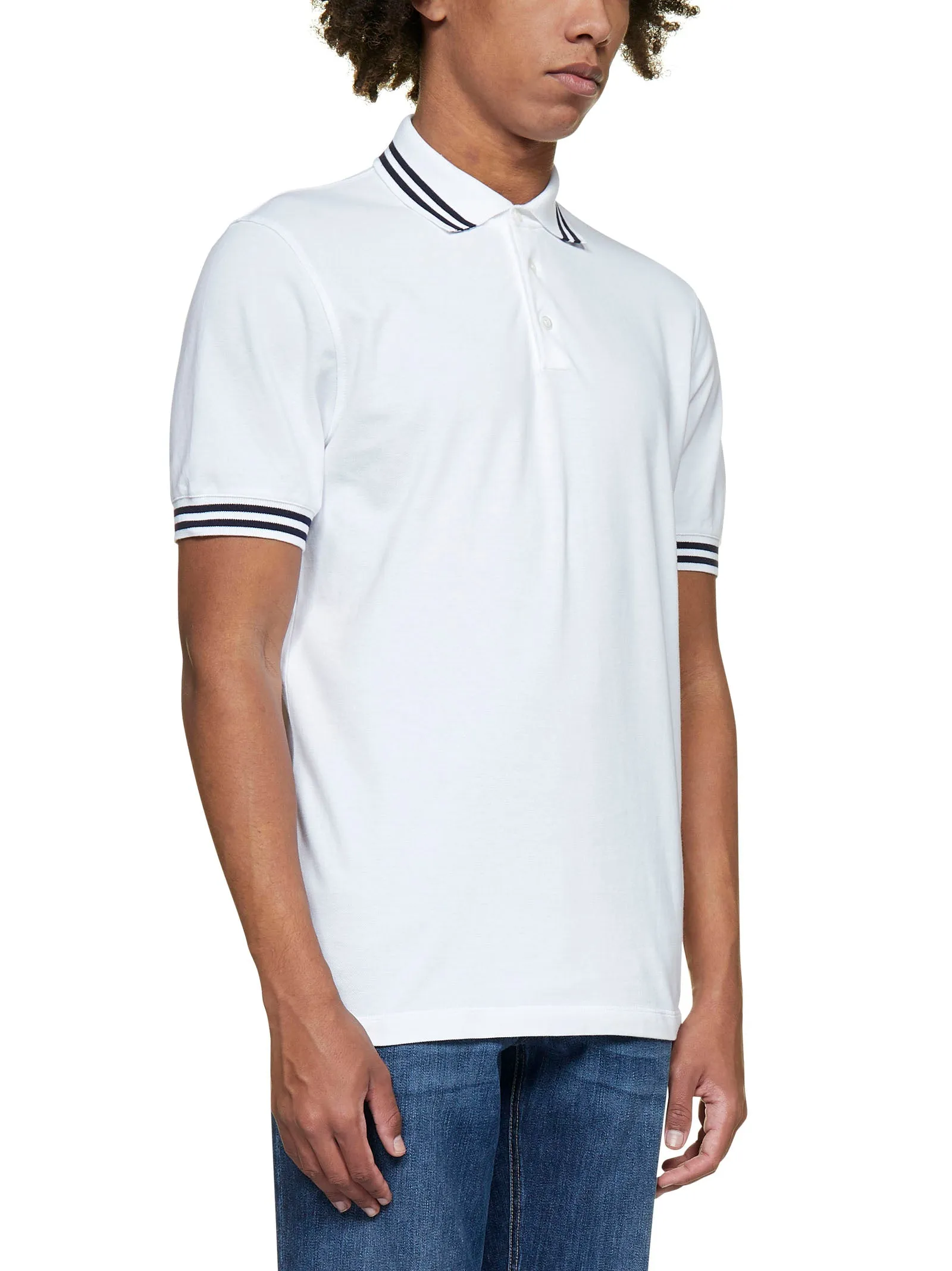 Brunello Cucinelli Striped Collar Polo Shirt