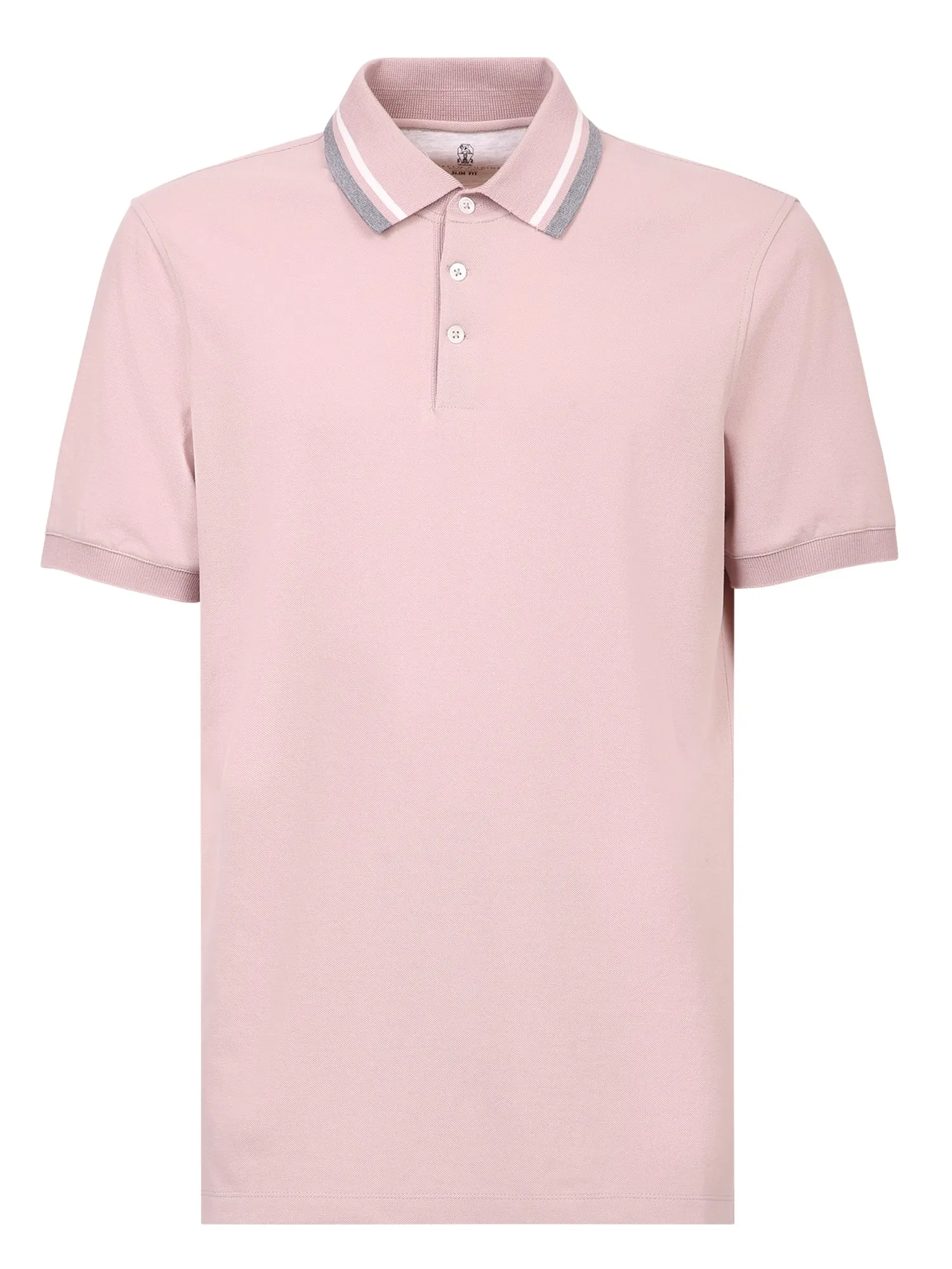 Brunello Cucinelli Striped Collar Polo Shirt