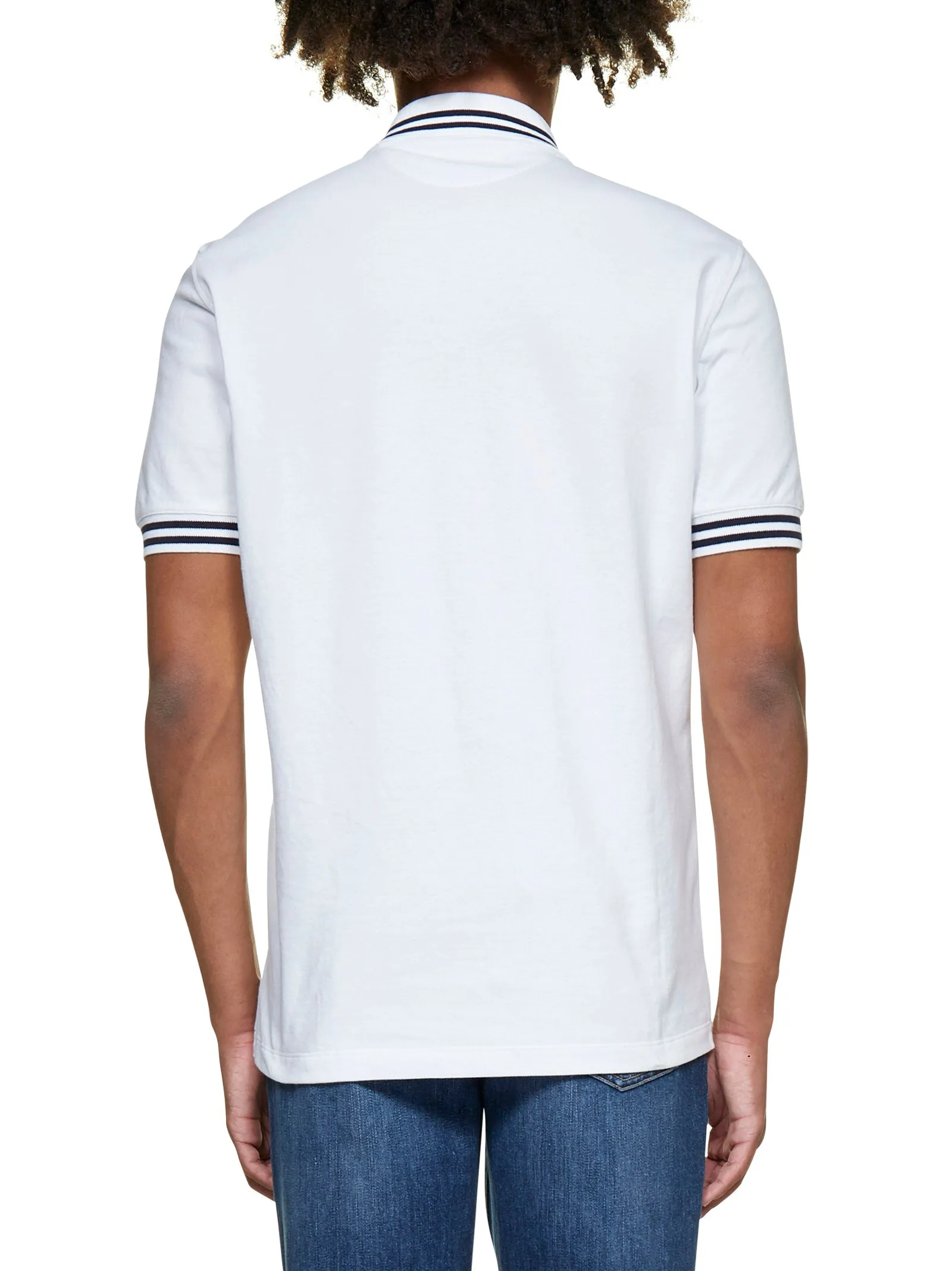 Brunello Cucinelli Striped Collar Polo Shirt