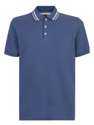 Brunello Cucinelli Striped Collar Polo Shirt