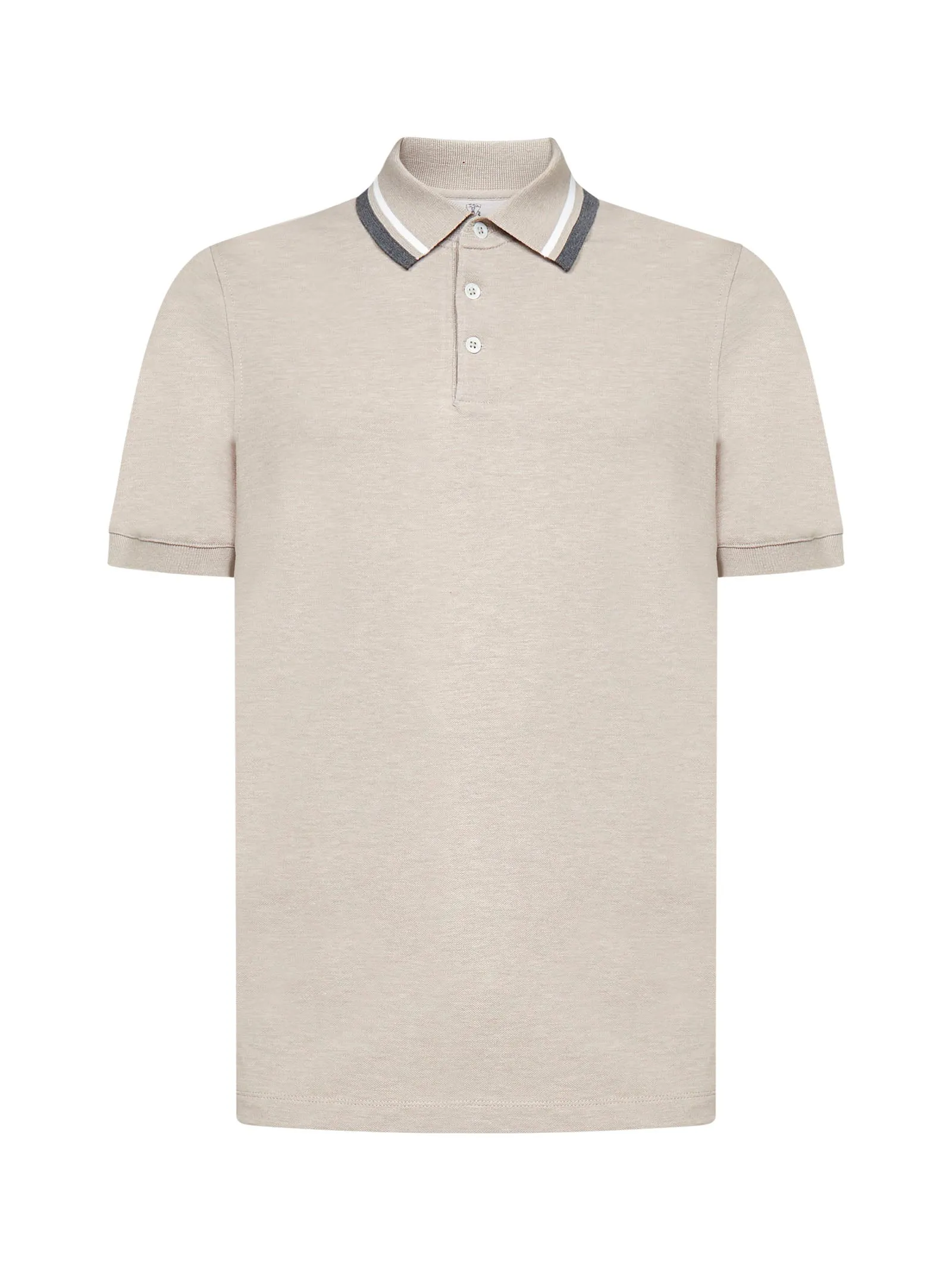 Brunello Cucinelli Striped Collar Polo Shirt