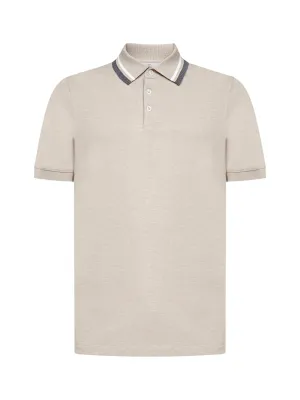 Brunello Cucinelli Striped Collar Polo Shirt