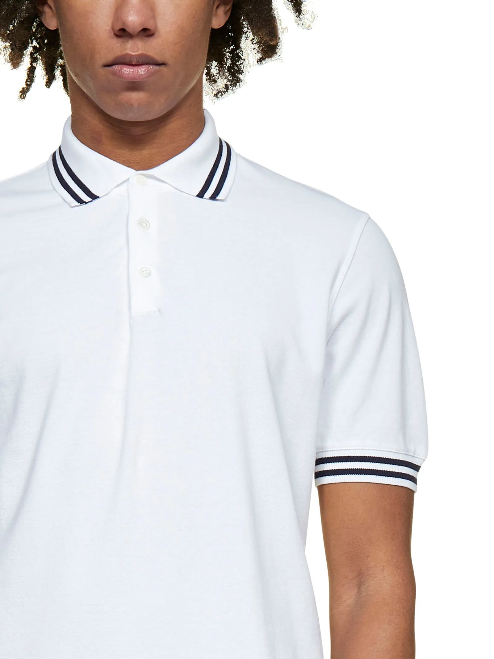 Brunello Cucinelli Striped Collar Polo Shirt