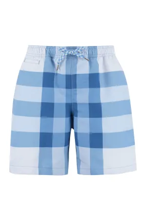 Burberry Checked Drawstring Swim Trunks