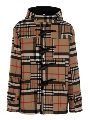 Burberry Checked Oversized Hooded Duffle Coat