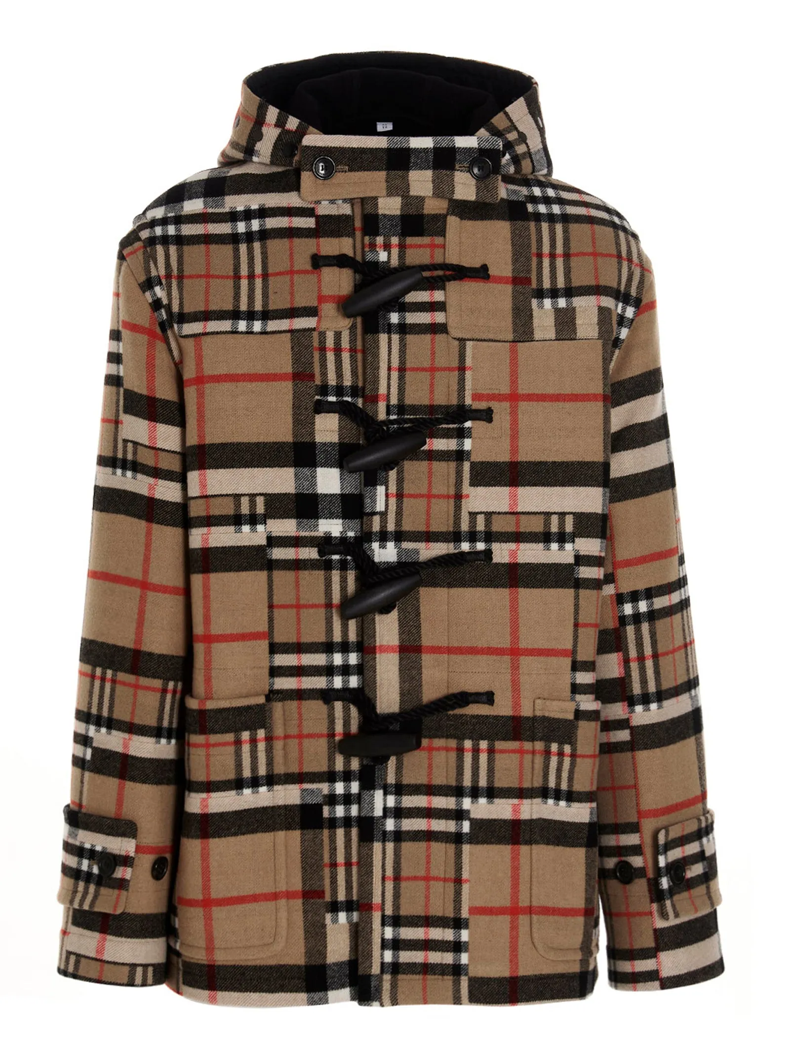 Burberry Checked Oversized Hooded Duffle Coat