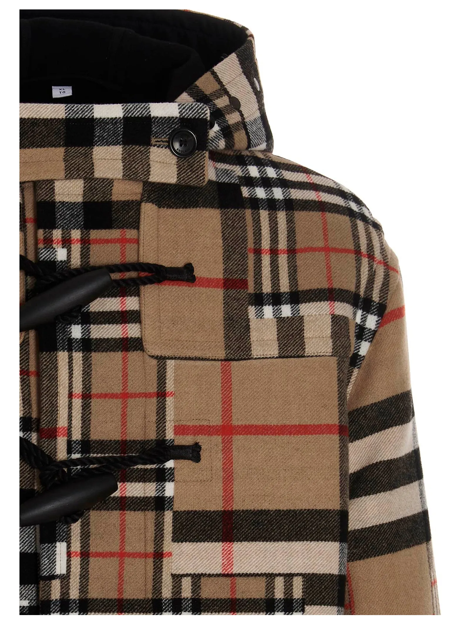 Burberry Checked Oversized Hooded Duffle Coat