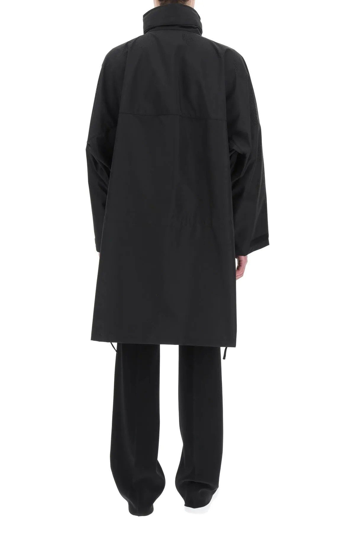 Burberry Logo Perforation Zip-Up Coat