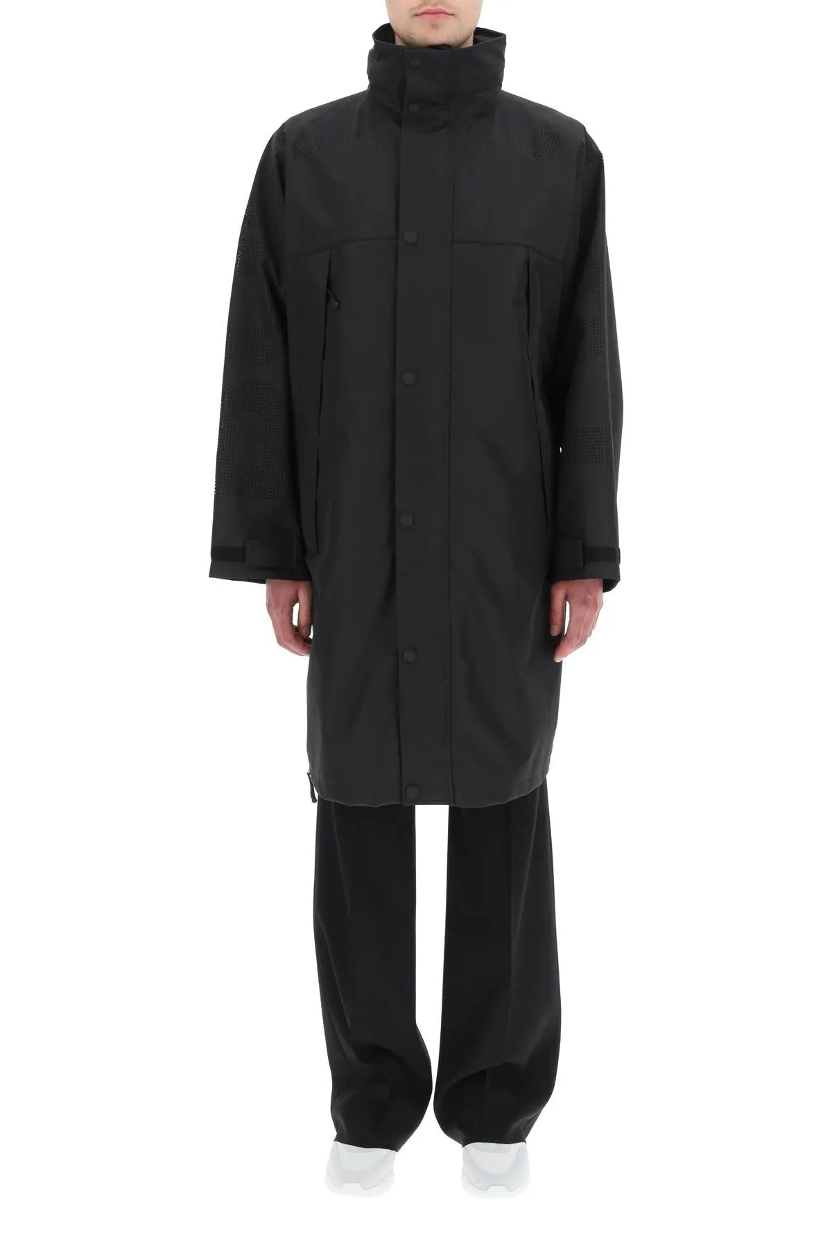 Burberry Logo Perforation Zip-Up Coat