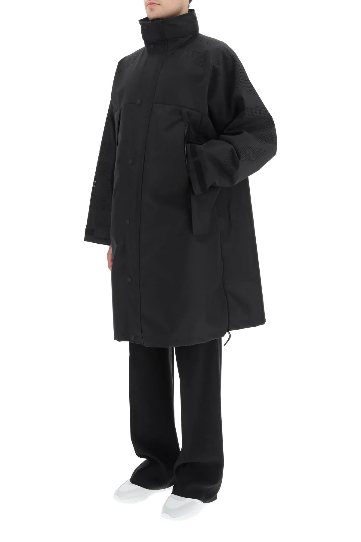 Burberry Logo Perforation Zip-Up Coat
