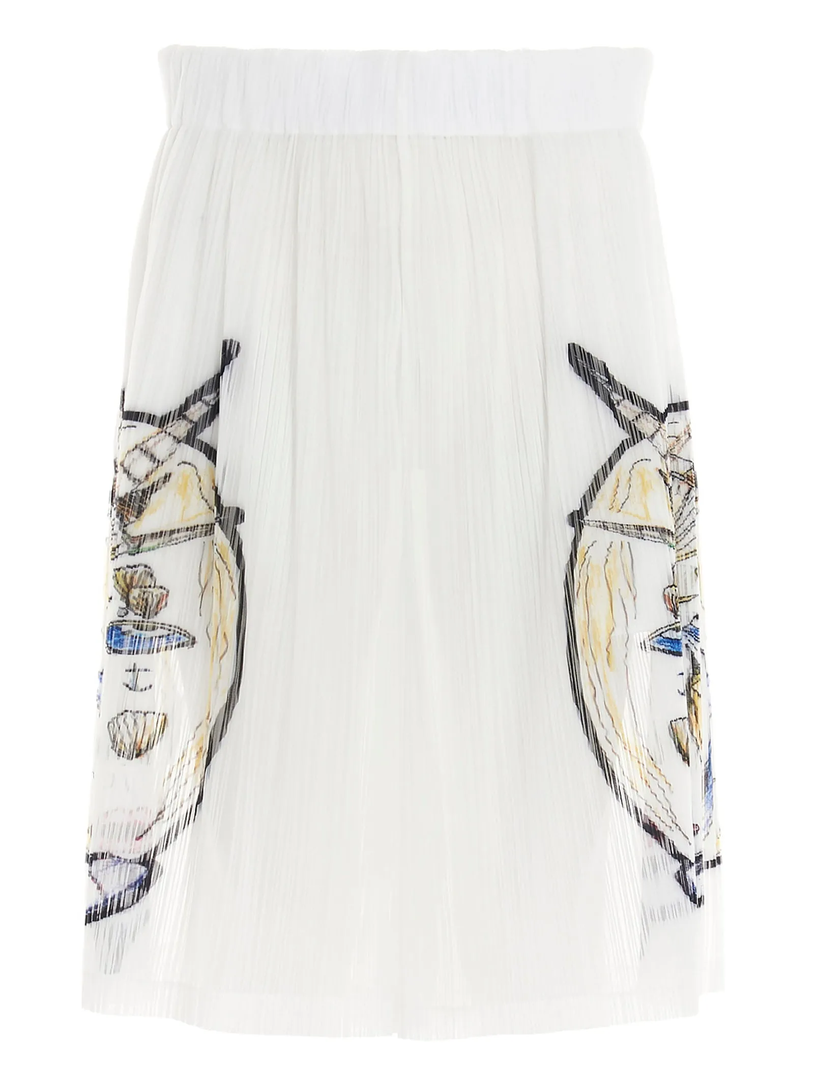 Burberry Marine Sketch Sheer Pliss Shorts