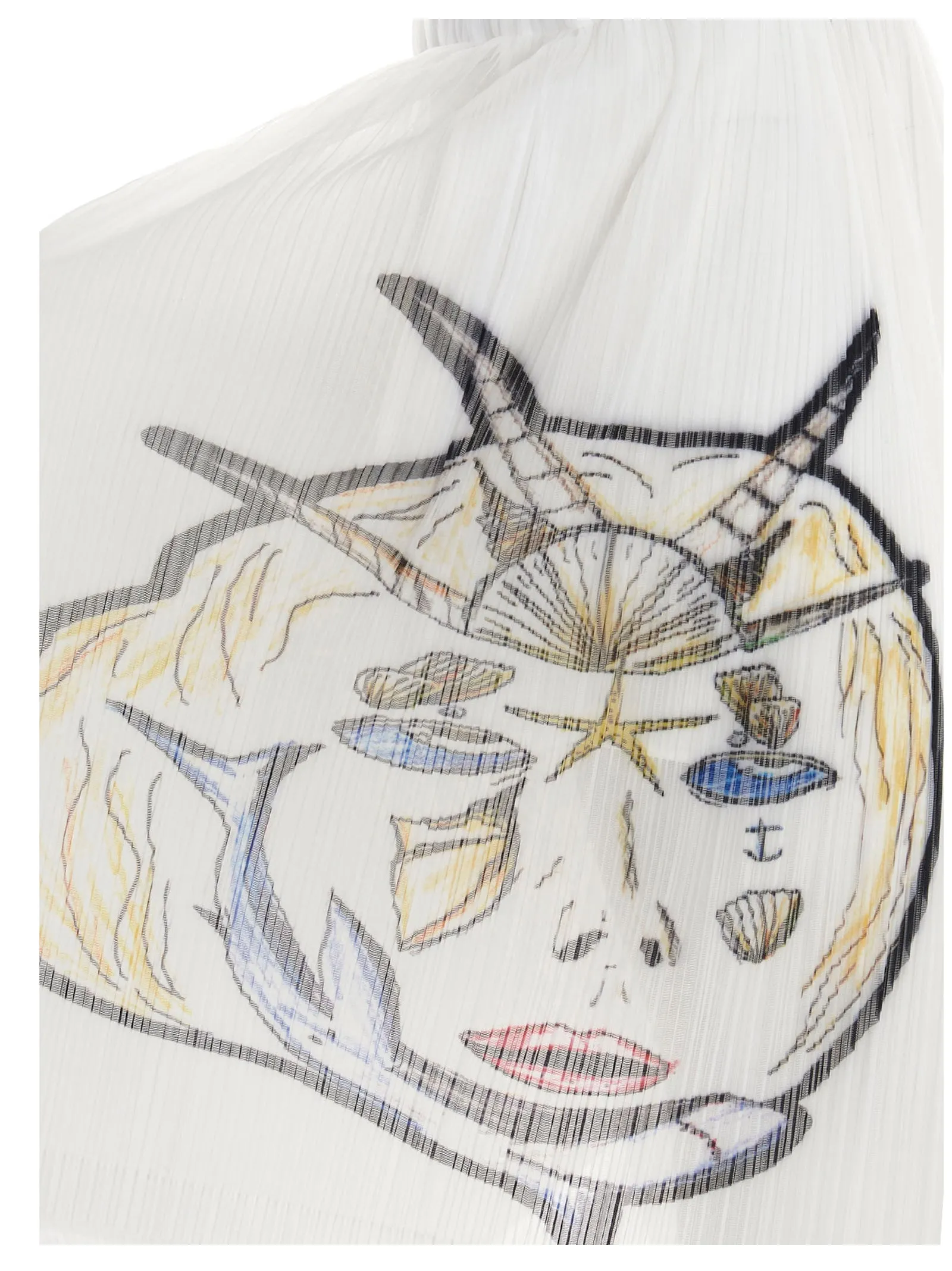 Burberry Marine Sketch Sheer Pliss Shorts