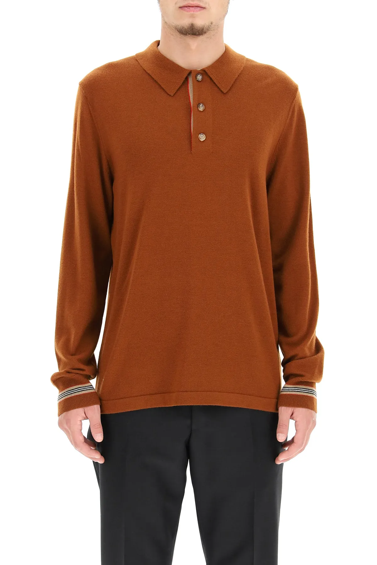 Burberry Vintage Check Trim Knit Polo Shirt