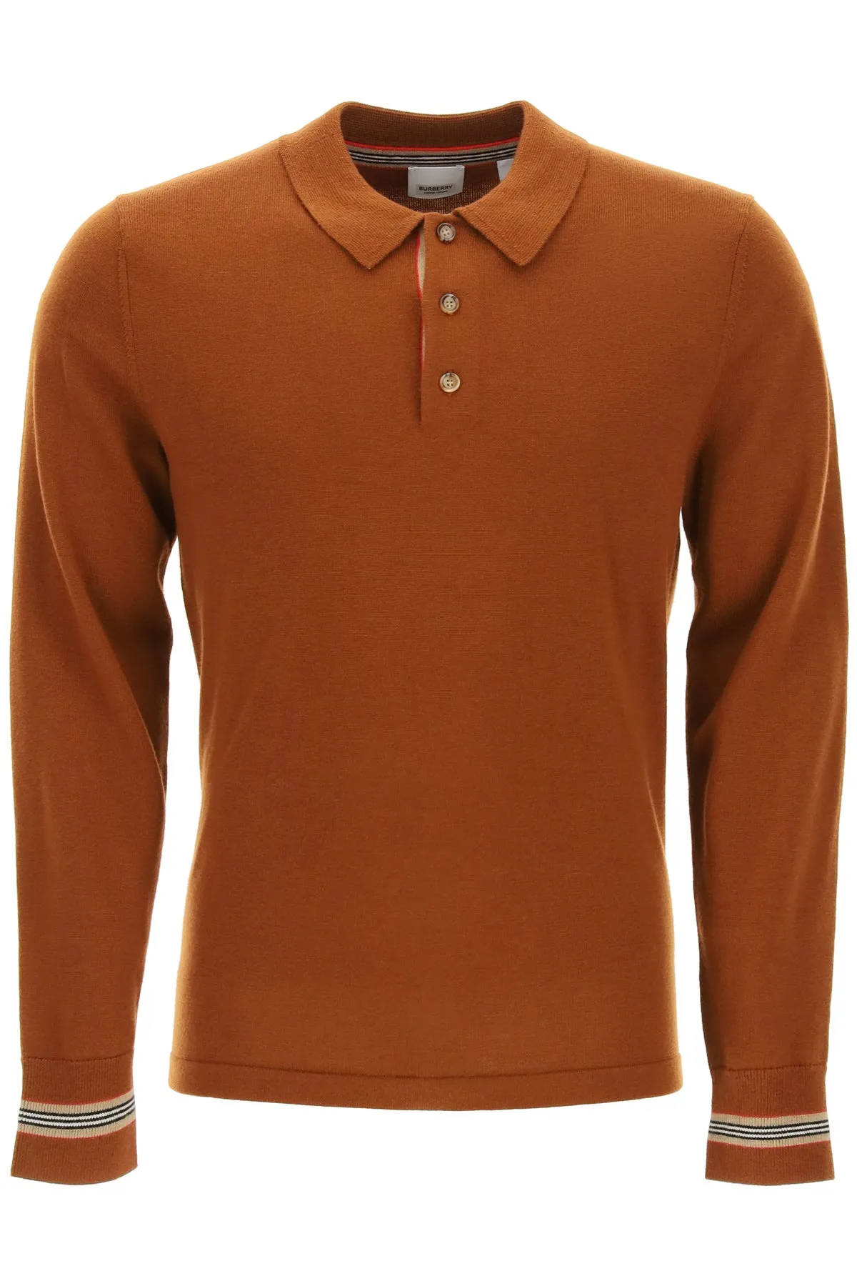 Burberry Vintage Check Trim Knit Polo Shirt