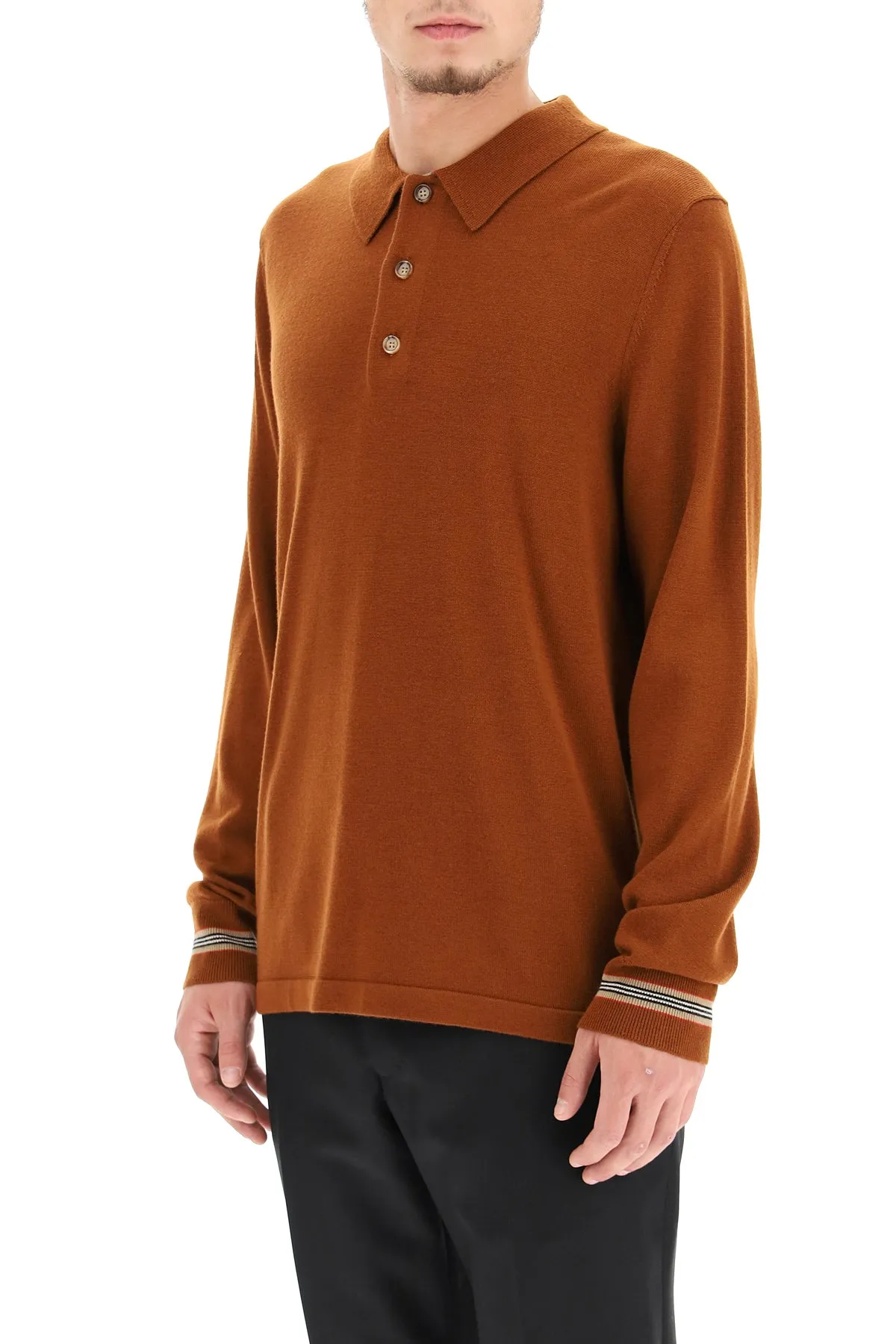 Burberry Vintage Check Trim Knit Polo Shirt